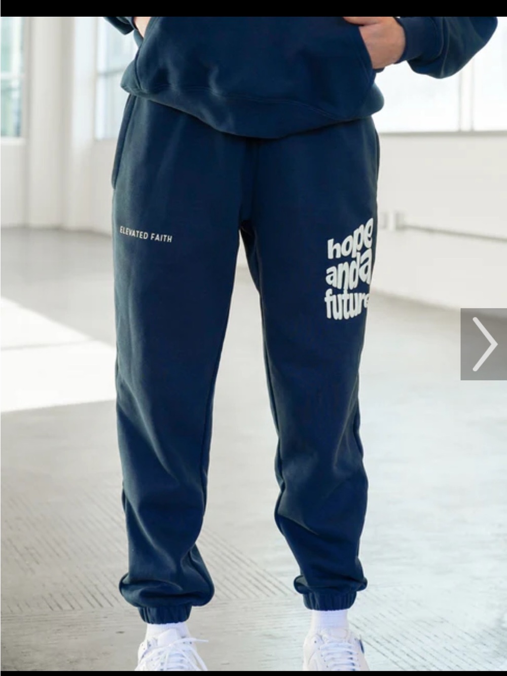 ELEVATED FAITH “HOPE AND A FUTURE”NAVY UNISEX SWEATPANT SZ M - Picture 6 of 13